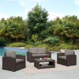 Комплект мебели с диваном AFM-2017B Dark brown (имитация ротанга)