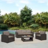 Комплект мебели с диваном AFM-3017B Dark brown (имитация ротанга)